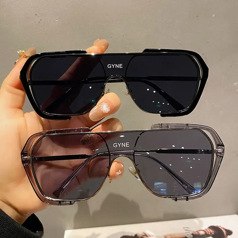 Vintage Men Women Big Sunglasses Square Shades Brand Designer Unisex Sun Glasses Black Lense Male Female Sunglasses UV400