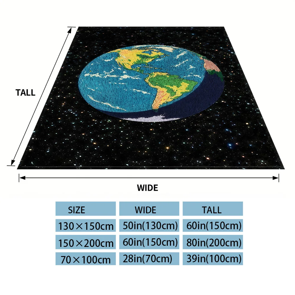 Space Globe Flannel Blanket Warm Soft Halloween Christmas Couch Warm Cozy Decorative Decor Gift for All Season