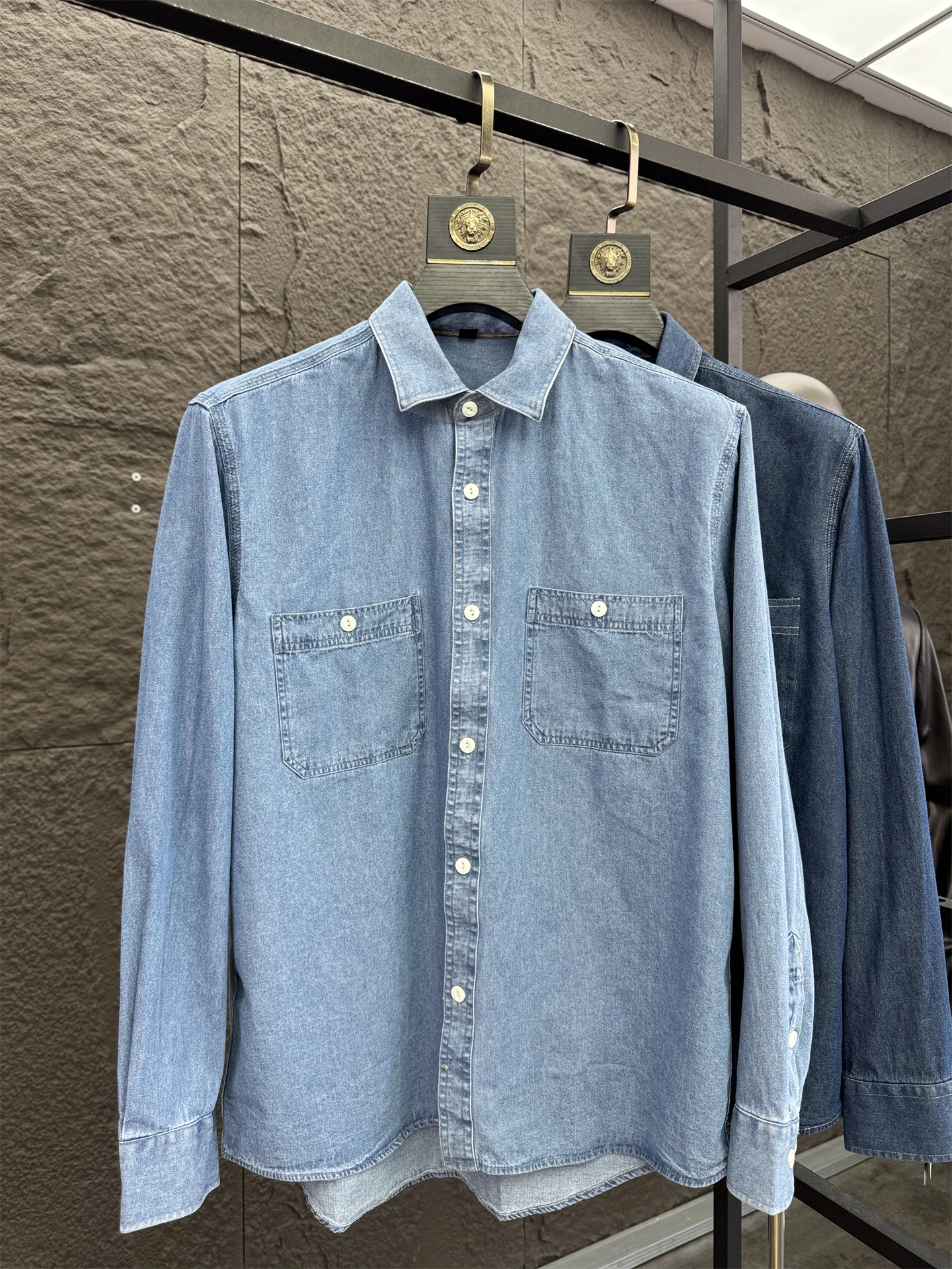 

Svip American Sle Denim irt Повседневная мужская рабочая одежда с воротником-стойкой Long Sve Удобная дышащая однотонная весна-осень