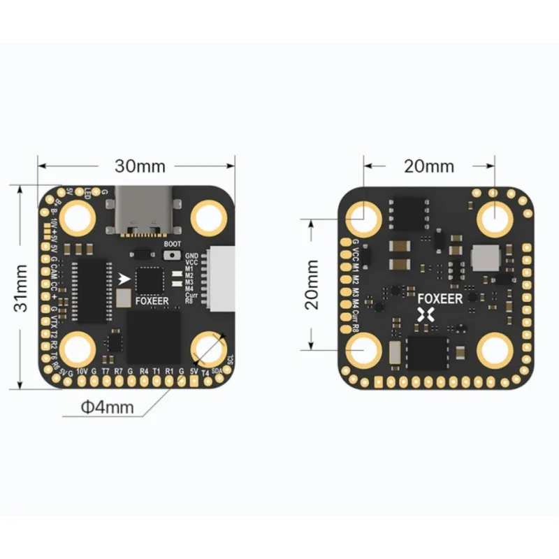 Fox-eer H7 Mini Flight Control H743 FC MPU6000، 4-8S، Dual BEC، Barometer، 32 كيلو هرتز 20 × 20 مم 4 متر لـ O3 HD/تناظري VTX Racing Dr-one