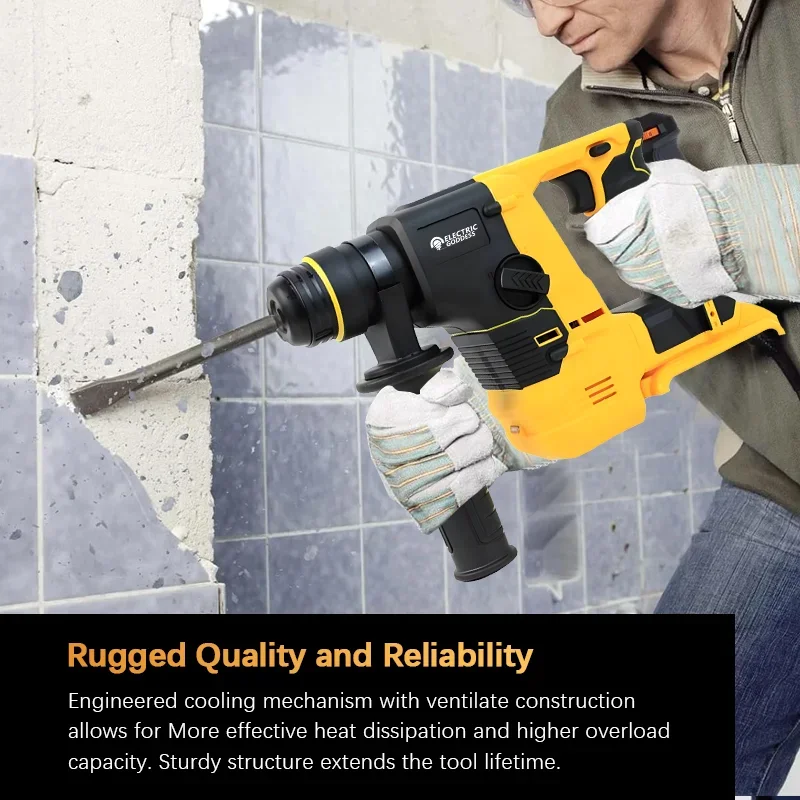 EGOD Brushless  Electric Hammer Drill 1100W 3-in-1 Lithium Impact Drill  Multifunction High Speed Power Tools Fit Dewalt 18V Bat