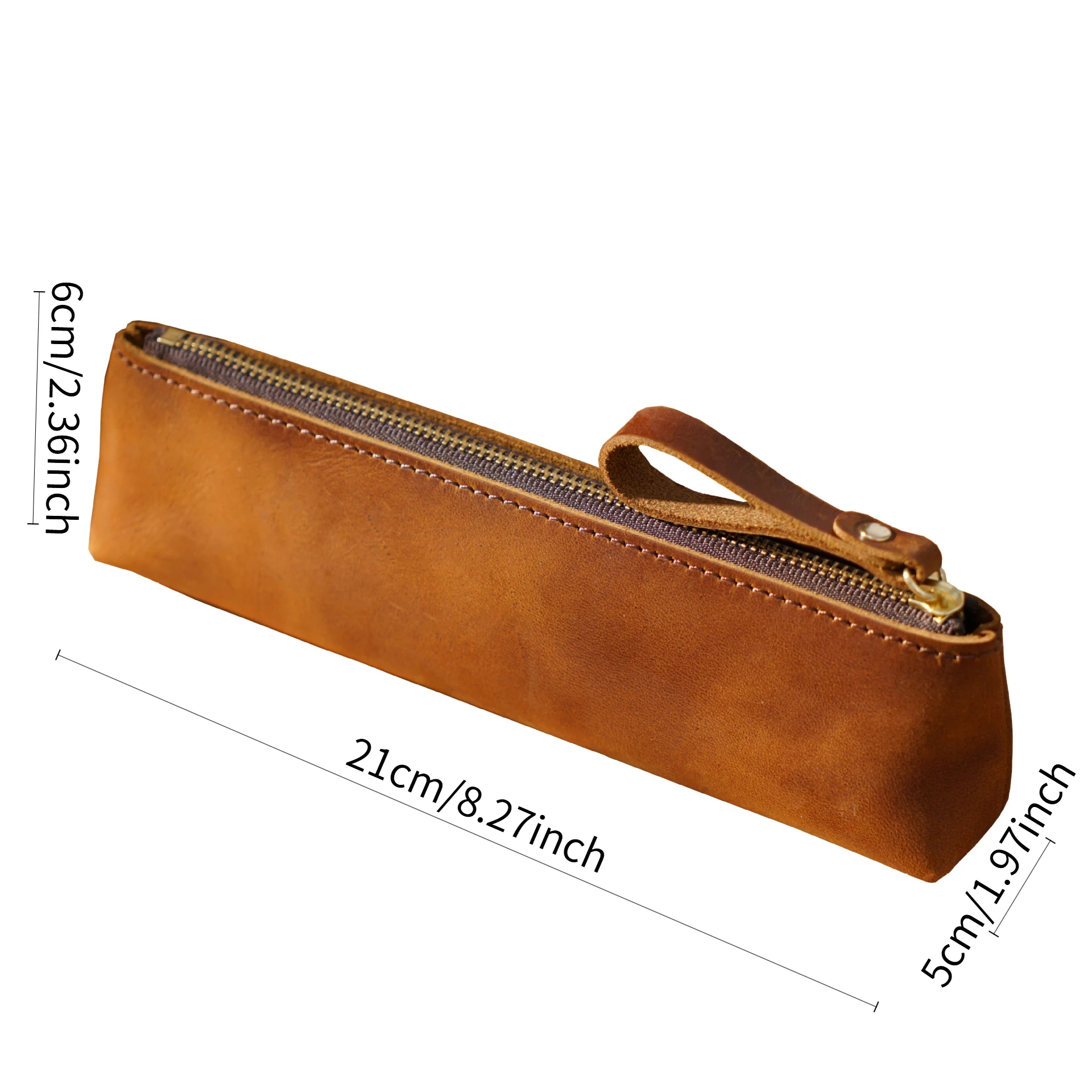 Vintage Worn Look Zipper Tool Pouch, Large Capacity, Literary Style for Students & Office Use
