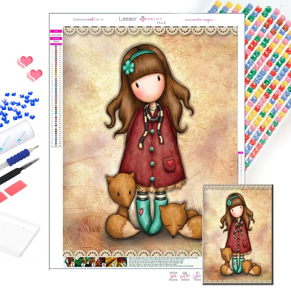 Cartoon Girl Diamond Painting Doll Rhinestone Mosaic Cross Stitch Kits Wall Sticker Embroidery Home Decor pintura de diamante