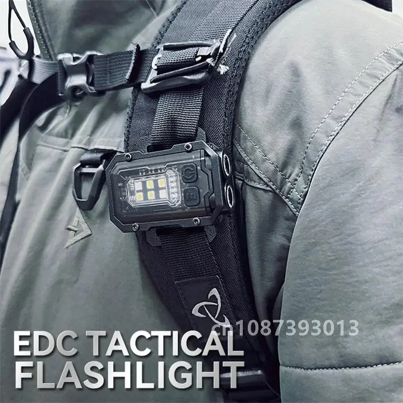 EDC Tactical Flashlight Portable Mini Light Outdoor Camping Hiking Tools  Molle 25mm Backpack Strap Clip USB Rechargeable