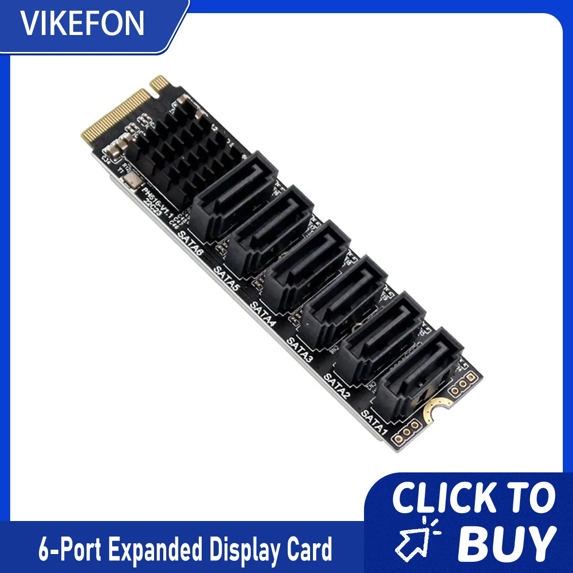 

M.2 NVME M-Key PCIE 3.0 to SATA 6Gbps 6-Port Expansion Card NAS Hard Drive Extended PCI-E Adapter Riser Card ASM1166 PM