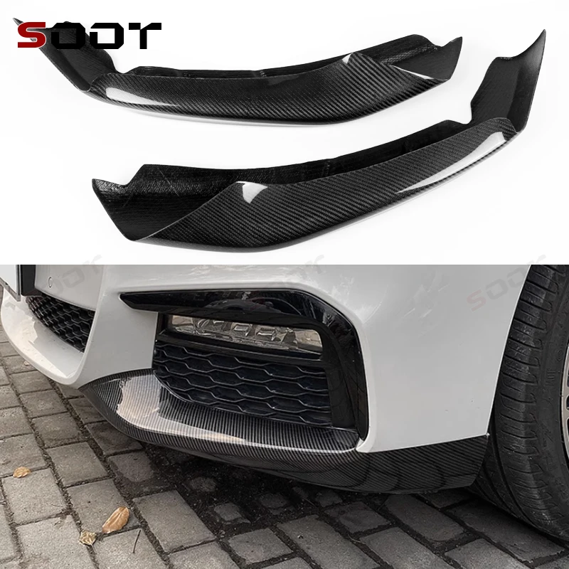 

For BMW 5 series G30 G38 530 540 Carbon Fiber wrap angle Car Front Bumper Splitter Corner Trim Cover Front Chin Upgrade Auto Par