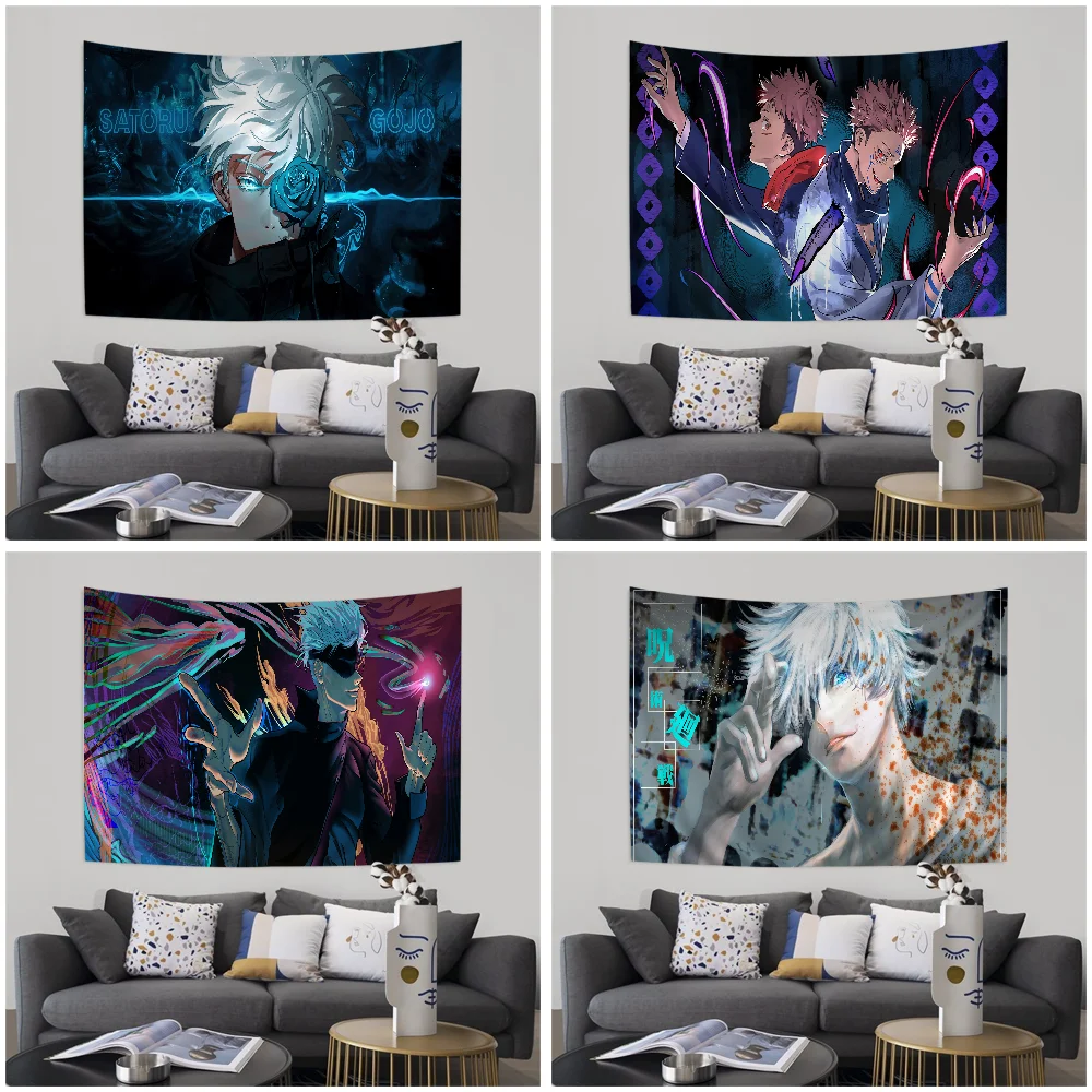 

Jujutsu Kaisen Satoru Gojo Anime Tapestry Cheap Hippie Wall Hanging Bohemian Wall Tapestries Mandala Home Decor