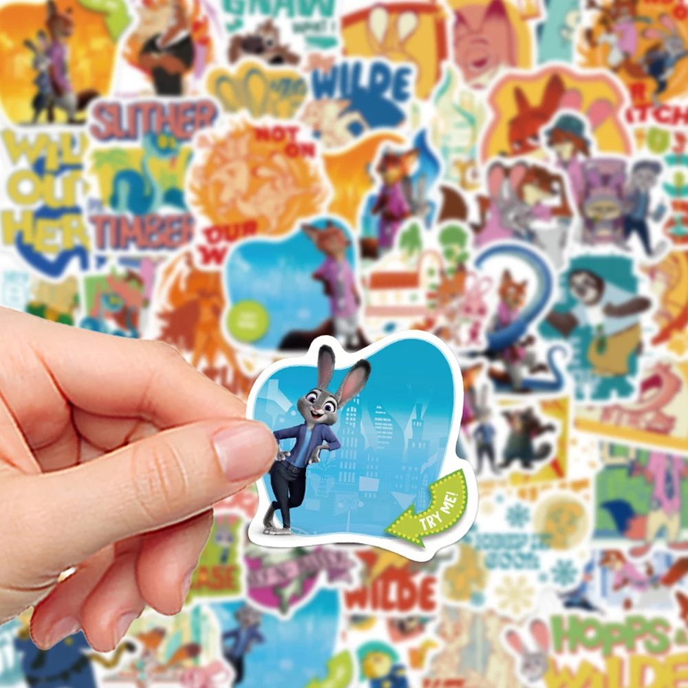 10/30/50 قطعة الكرتون الكلاسيكية Zootopia 2 ملصقات لطيف ديزني أنيمي الكتابة على الجدران ملصق ل سكيت الدراجة مضحك الشارات الديكور