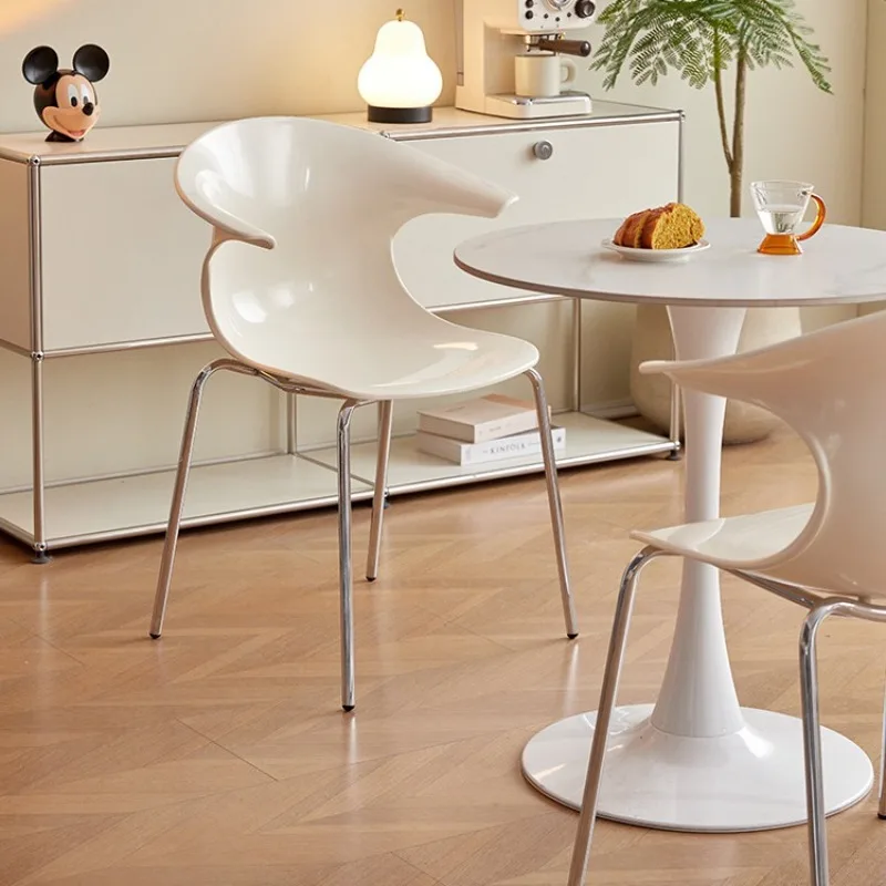 Milk White Helmet Chair Modern Simple Backrest Dining Chair