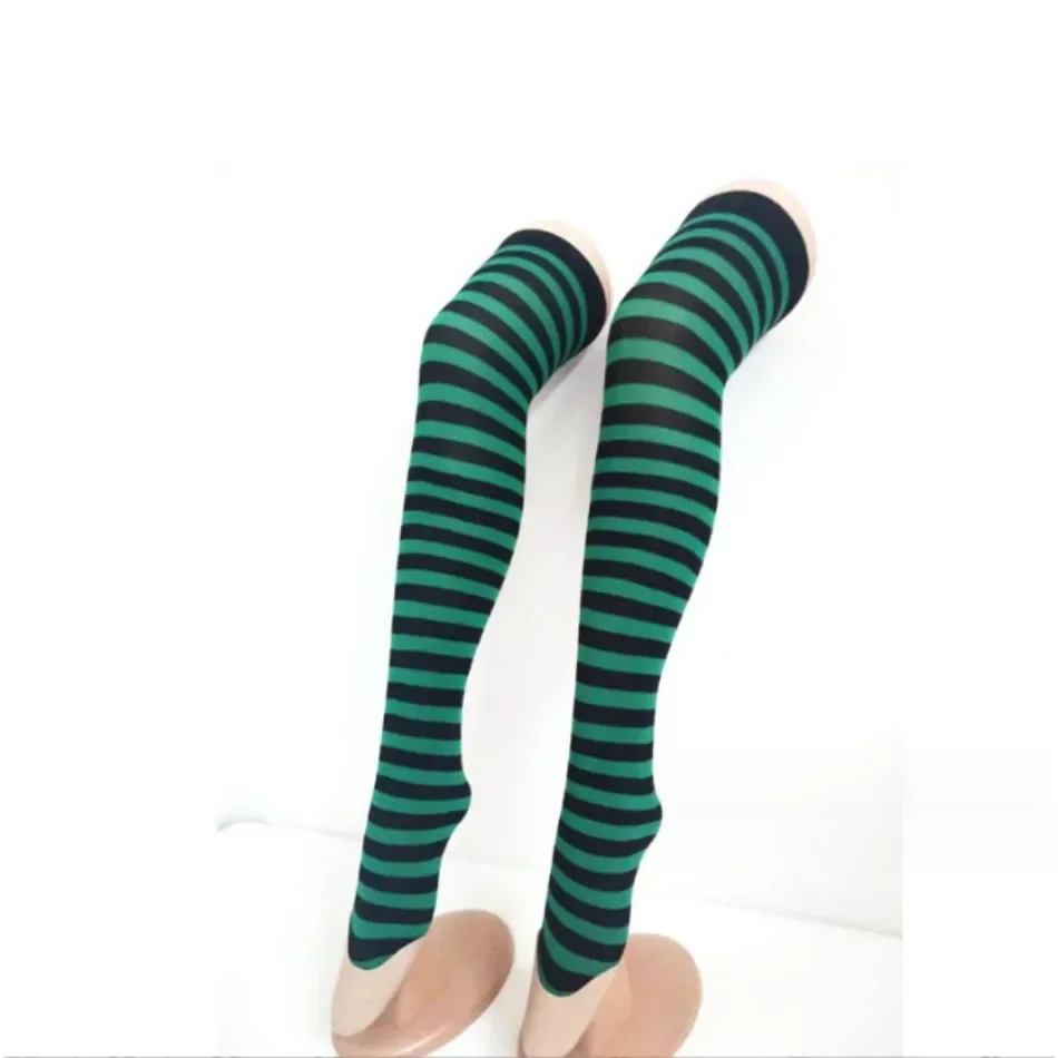 Girls Christmas Striped Tights Children Red White Stripe Twill Stockings Festival Stage Performance Knee-high Socks Thin