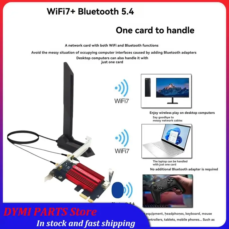 Global Sale-QCNCM865 Wifi 7 PCI-E بطاقة محول سطح المكتب محول الشبكة اللاسلكية 9256Mbps ثلاثي الموجات 2.4G/5G/6Ghz BT5.4 لـ Win10/1
