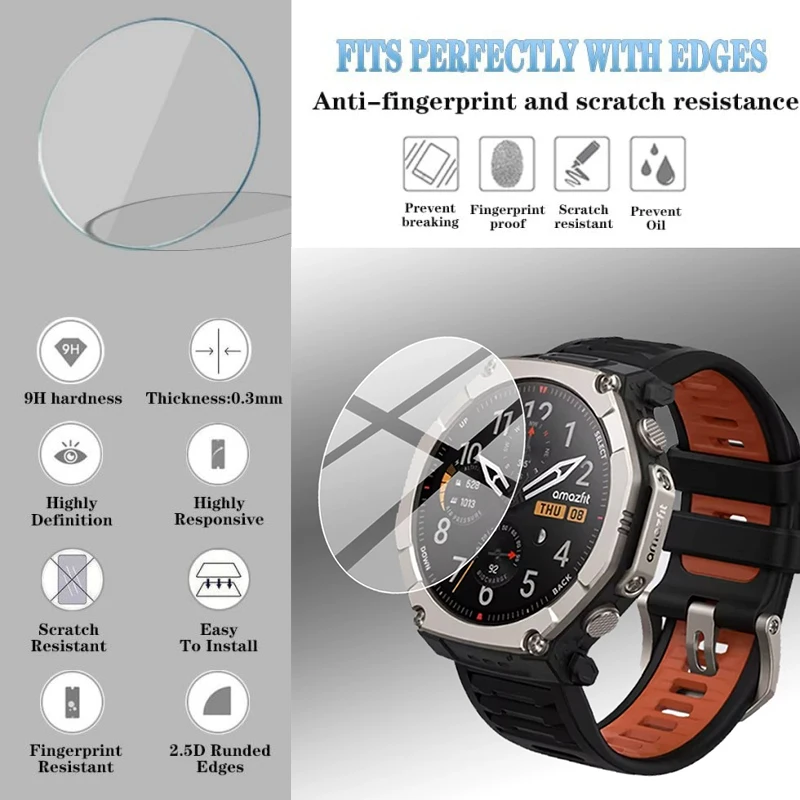 1-6PCS Tempered Glass For Amazfit T-Rex Ultra 2 Screen Protector HD Film For Huami Amazfit TRex ULTRA 2 Protective Cover image 2