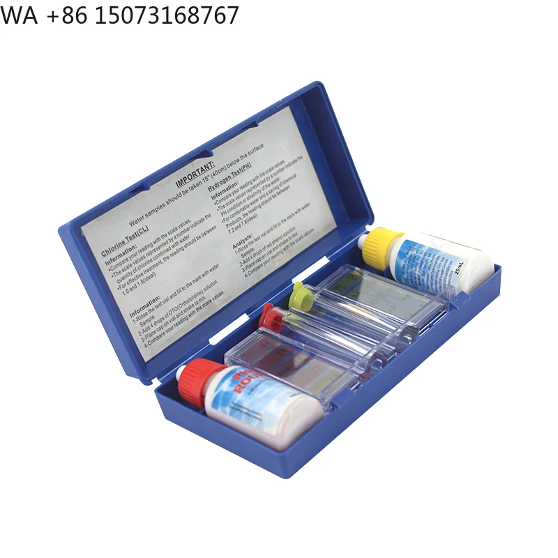Kits de prueba rápidos de PH y CL para piscinas Kit de prueba de agua para piscinas de 2 vías Kit de prueba química para piscinas de bajo costo
