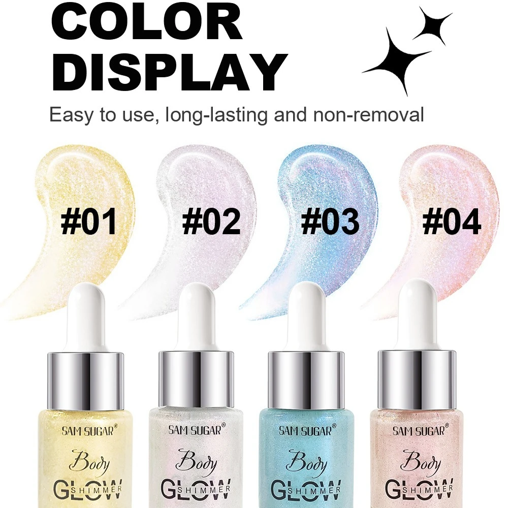 زجاجة قطارة زيت متوهجة للوجه والجسم، مكياج سائل لامع للحفلات والنوادي، لمسة نهائية مشعة