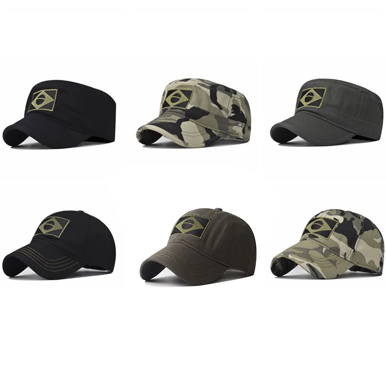 Fashion Army Camouflage Male Embroidered Brazil Flag Baseball Cap Outdoor Tactical Military  Sun Protection Casual Hunting Hat