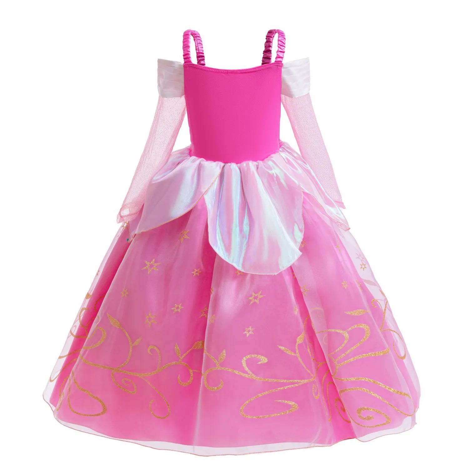 2026 New Girls Cosplay Sleeping Beauty Royal Princess Ball Long Sleeve Tulle Dress Halloween Birthday Party Holiday Dress Suit