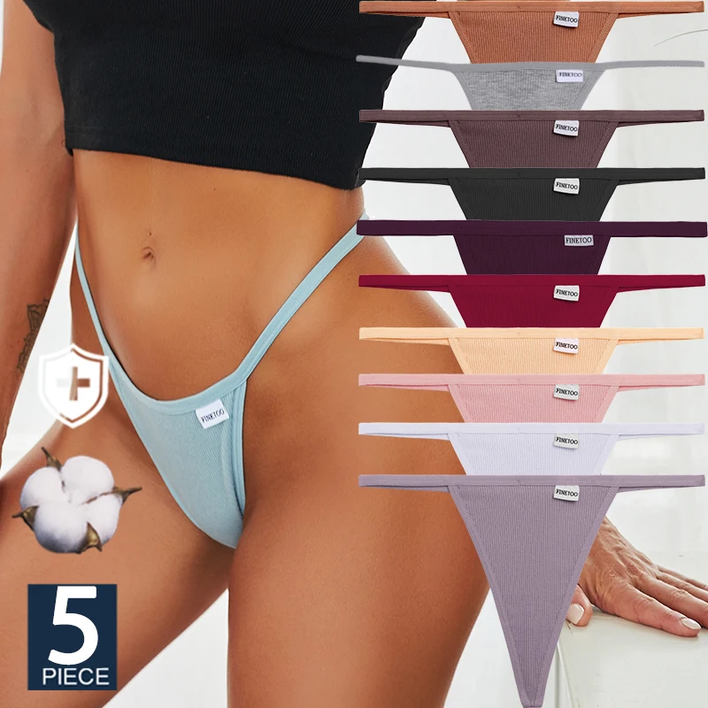 

FINETOO 5PCS/Set S-XL Sexy G-string Panties Cotton Women's Underwear Girls Female Underpants Pantys Ladies Bikini Thong Lingerie