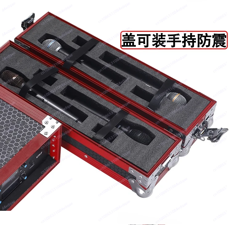 2U Aluminum Alloy Microphone Flight Case, Rack Mount Storage Box for Wireless Receivers & Effect Devices