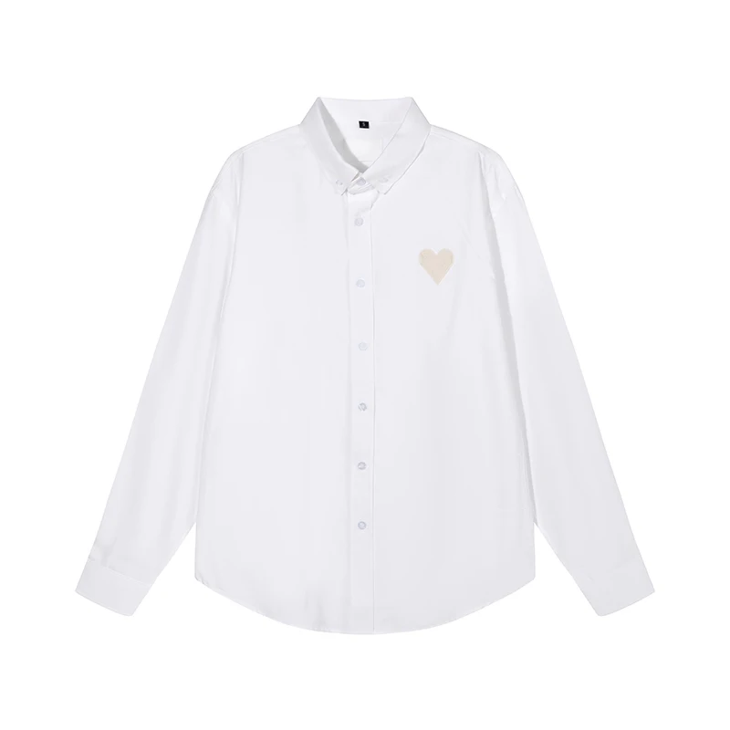 

Men's Jacket Shirt Heart Shaped Embroidery Printed Women's Autumn New Brand Mens Sleeved Fashionable Cotton Tops Streetwear