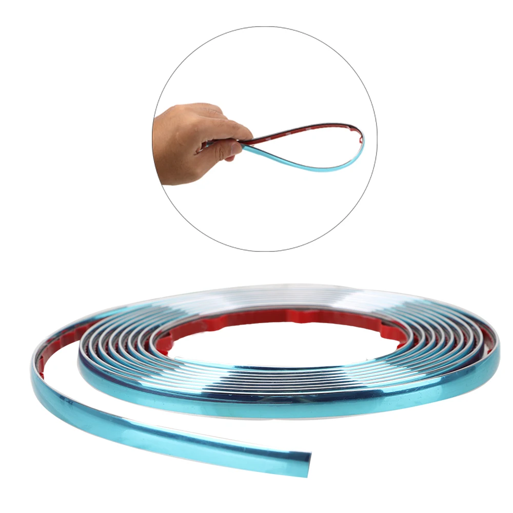 Self Adhesive Car-styling Styling Mouldings Silver Side Door Chrome Strip Car Rearview Mirror Bumper Protector Tape