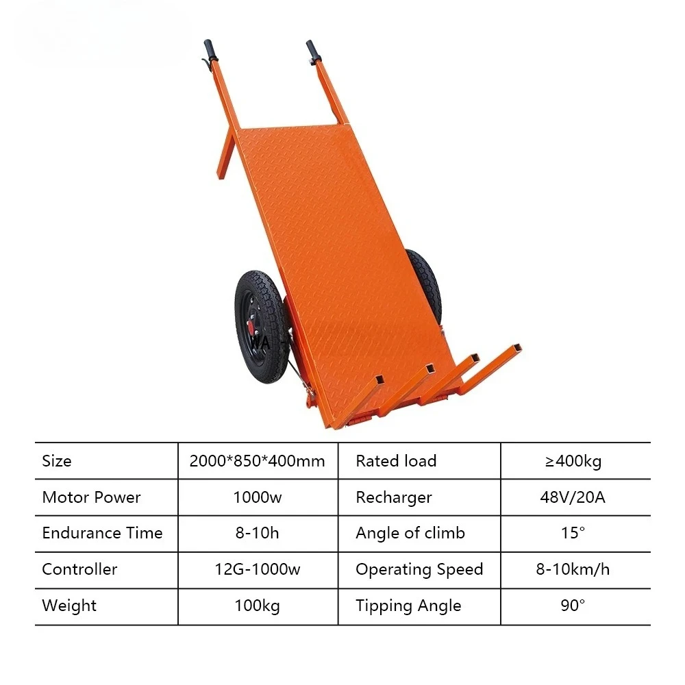 Factory Sale Max Loading 400kg Electric Trolley Handheld Flat Cart Small Dumper Truck Mini Brick Transport
