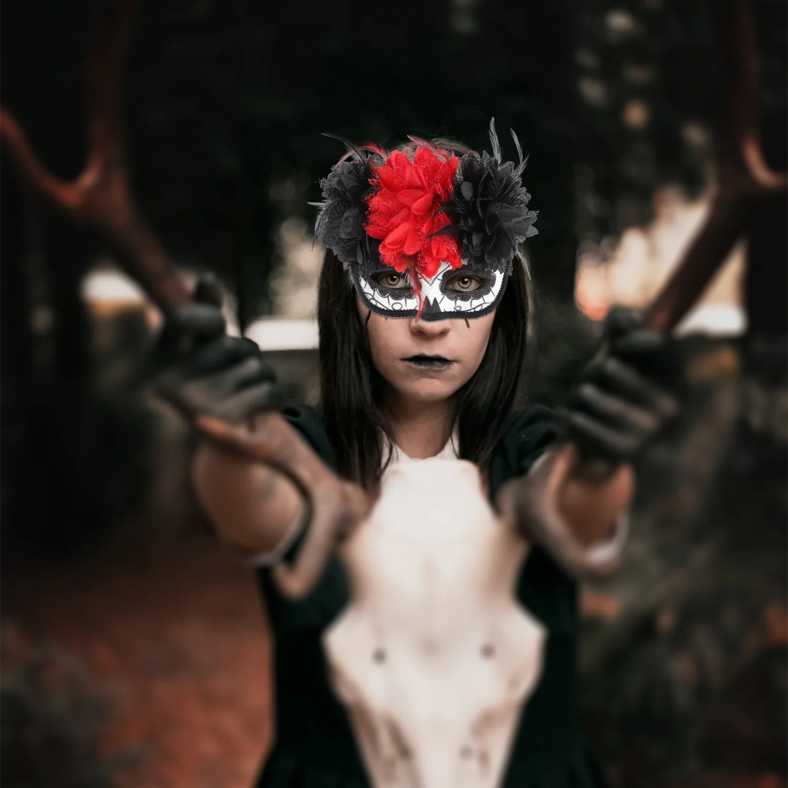 

1pcs Day Of The Dead Mask Half Face Skull Floral Design Masquerade Party Cosplay Accessory Halloween Carnival Gift