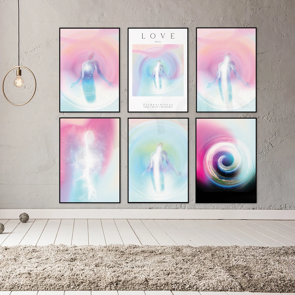 Soul Wall Art - Trendy/Spiritual Wall Art, Pastel Aura Gradient Print, Bedroom Wall Art