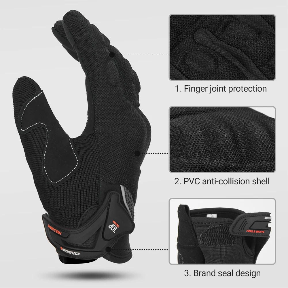 Full Finger Motorcycle Gloves Summer Breathable Motocross Racing Gloves  Non-slip Wear-resistant Touch Screen Moto Biker Gloves