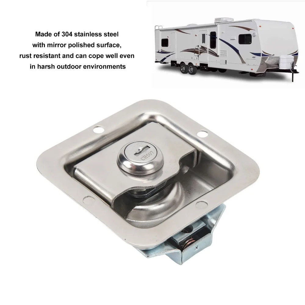 

82*82mm Tool Box Handle Latch 304 Stainless Steel Mirror Polishing Flush Mounted Latch 2 Keys Included Heavy Duty