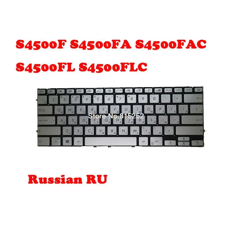 

Laptop Keyboard For ASUS S4500F S4500FA S4500FAC S4500FL S4500FLC Silver NO Backlit Film Russian RU