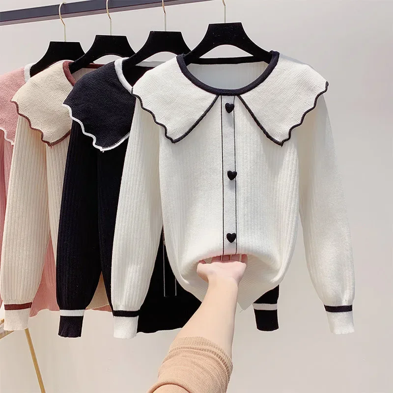 2023 Frauen Süßigkeiten Farben Pullover kawaii süße Mode Herbst Winter O-Ausschnitt Pullover Langarm lässig Pullover Strick oberteile Mädchen