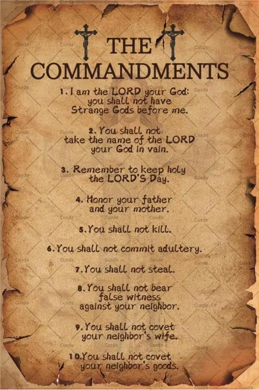 Christian Ten Commandments Decor Poster Religious Bible Verse Metal Tin Sign Motivational Positive Quotes Gifts Home Bedroom Off