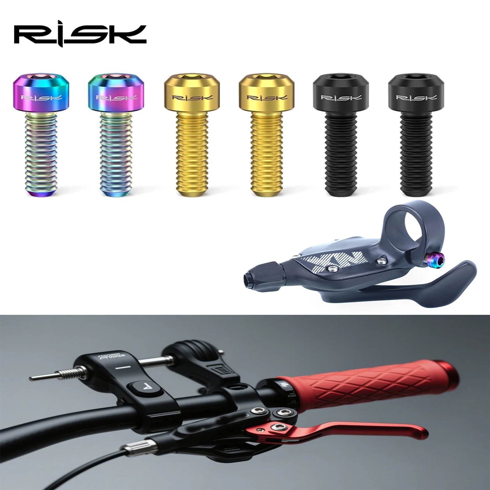 Risk 2PCS M5 X 14mm MTB Bicycle Derailleur Thumb Shift Variable Speed Screws Titanium Alloy Shifter Fixing Bolts For Cycling