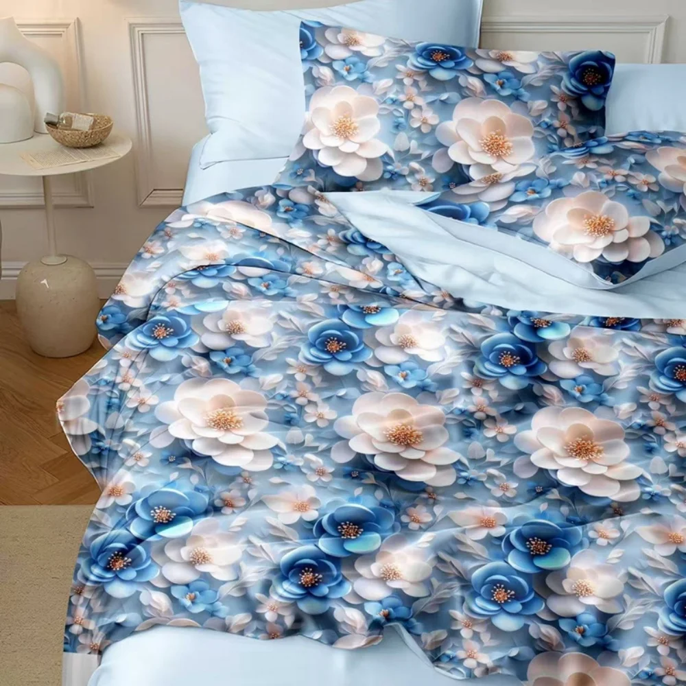 5D الإغاثة ثلاثية الأبعاد بواسطة الطباعة الرقمية زهرة الصيف لحاف بارد تكييف الهواء لحاف تنفس مزدوج رقيقة لحاف 1 قطعة