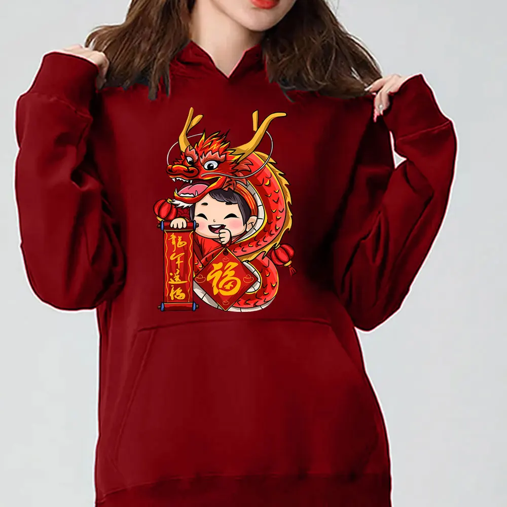 2024 Happy Chinese New Year  chinese dragon year Printed Hoodie The Year of The Dragon Gongxi Fat Choi for Men Women Pullovers