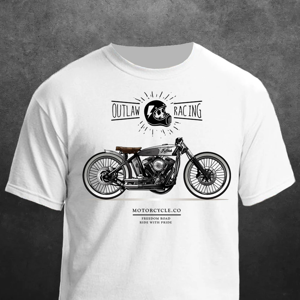 T Shirt Man Motorcycle Motorbike Art Vintage Rebel Riders Outlaw Racing Summer Casual Printing Short Comfortable O-neck