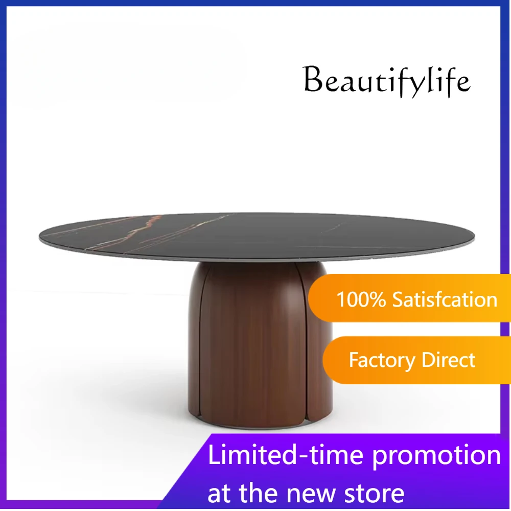 

Modern Simple Rock Slab Dining Table 1.8 Meters Large Round Table High-end Villa Atmosphere Home X