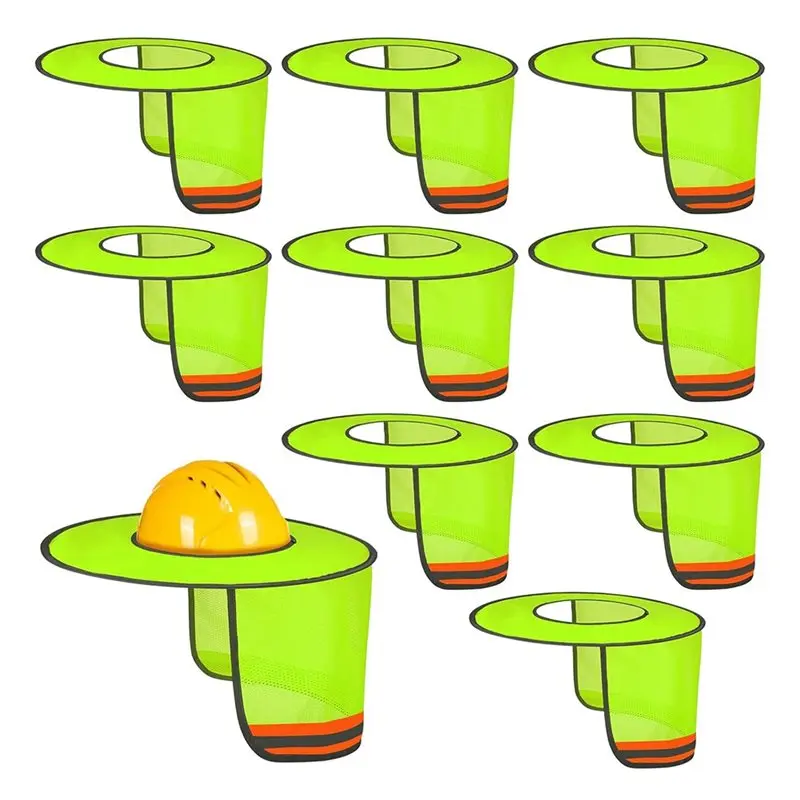 Full Brim Hard Hat Sun Shade Sun Visor With Reflective Strip 10 Pack High Visibility Safety Gear For Construction Site Workers
