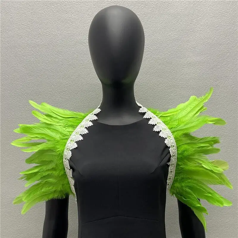 Châle en Plumes de Style Gothique pour Cosplay d'Halloween, Faux Col, Maquillage, brev, Spectacle sur Scène, Accessoires de Vêtements