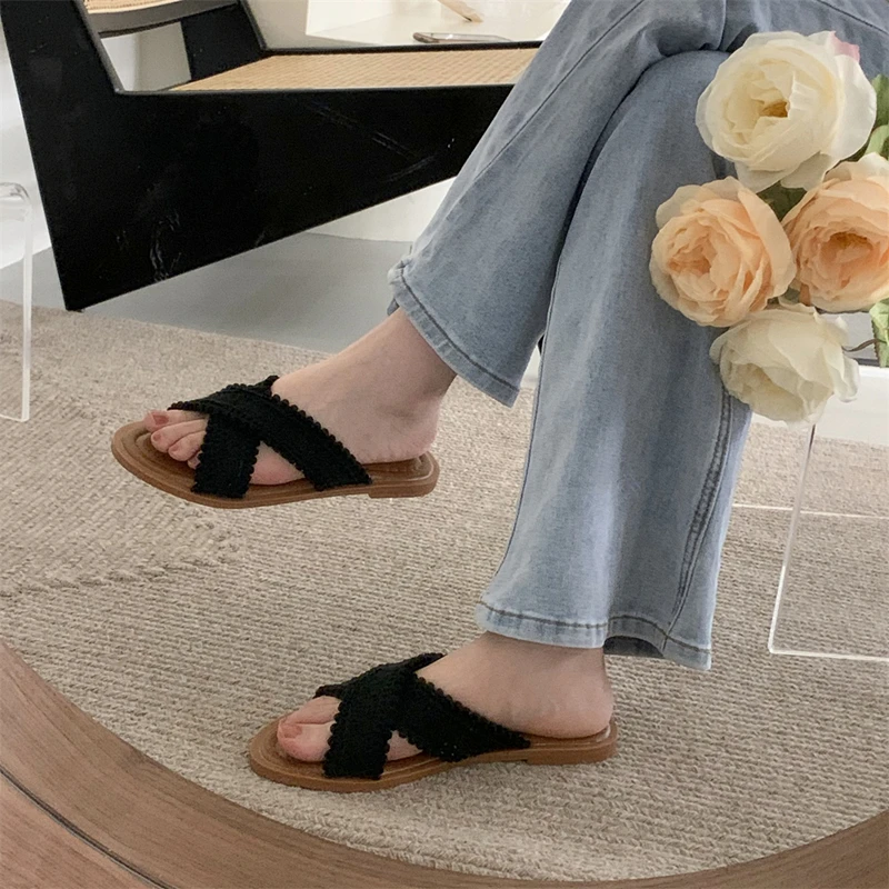 Flat Bottom Non-slip Wear-resistant Lightweight Comfortable Casual Fashion Solid Color Simple Summer New Slippers Zapatos Mujer