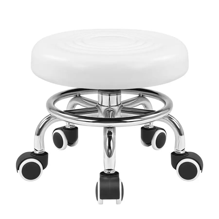 

Черный роликовый стул из искусственной кожи на колесиках, табурет для маникюра, для дома, работы, офиса, магазина, белый