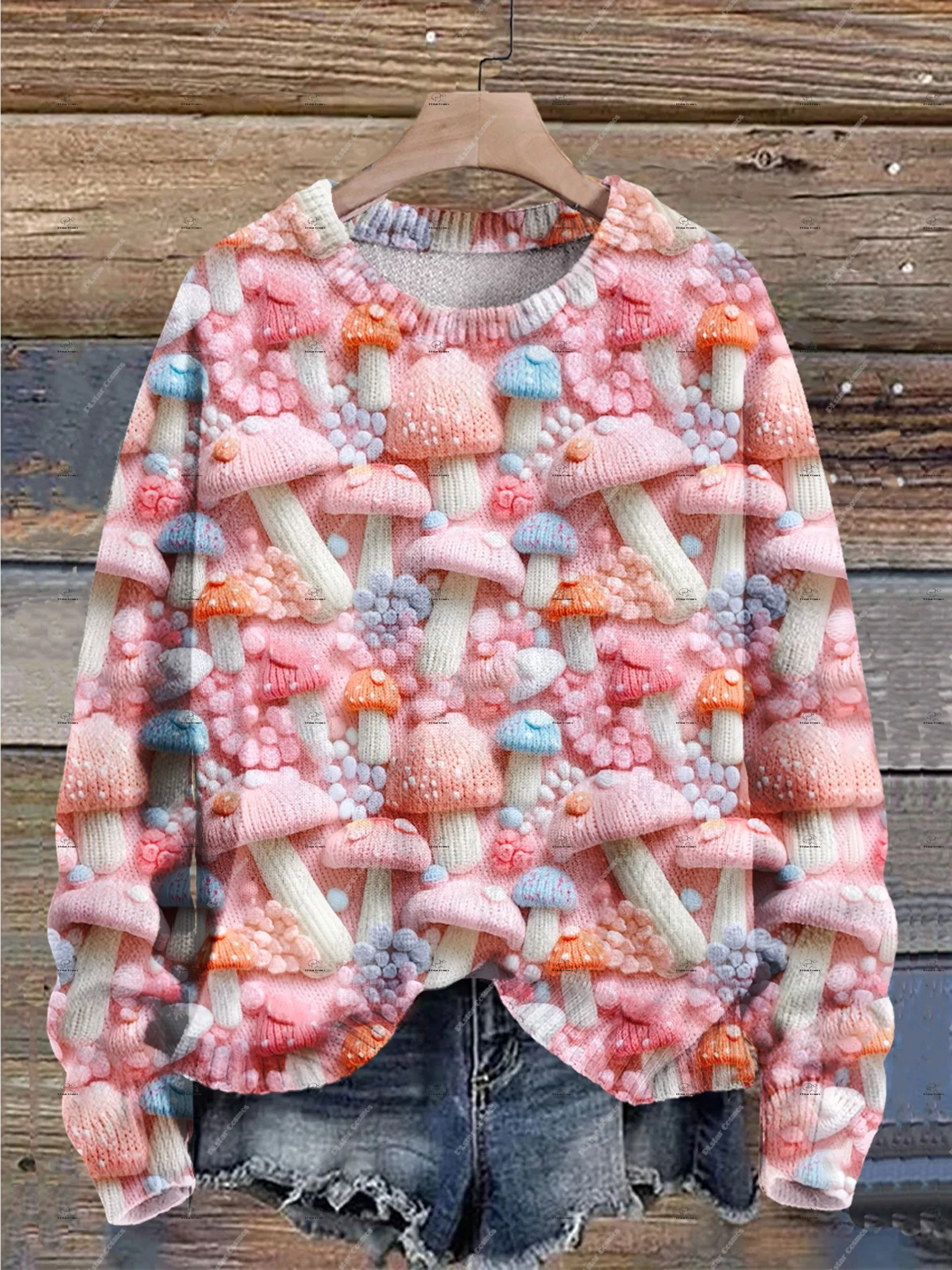 Christmas Cartoon Mushroom Pet Skull Sweater Graffiti Retro Vintage 3DPrint Pullover Harajuku Casual Unisex Winter Streetwear A1