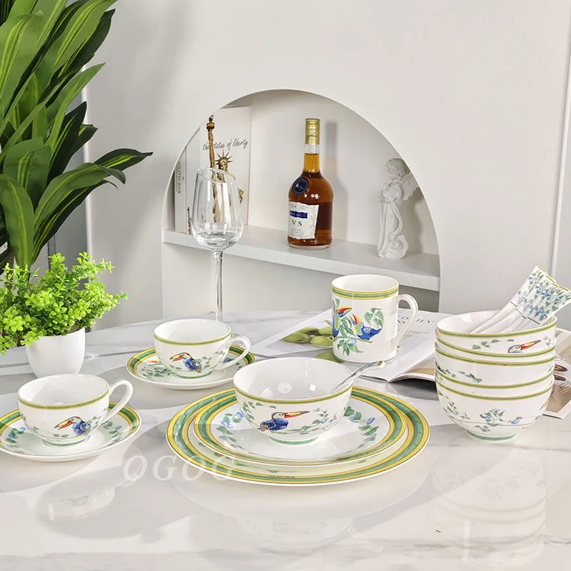 

Ceramic Bone China Cups Saucers Bowls Spoons Plates Teapots Tableware Perfect for Daily Use Guest Dining Home Meals And