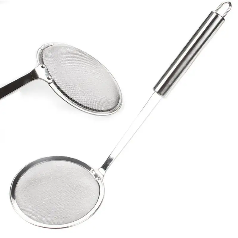 Kitchen Filter Stainless Steel Fine Mesh Wire Skimmer Strainer Fried Food Net Gadgets Spoon Sieve Colanders Grease Tools Cocina