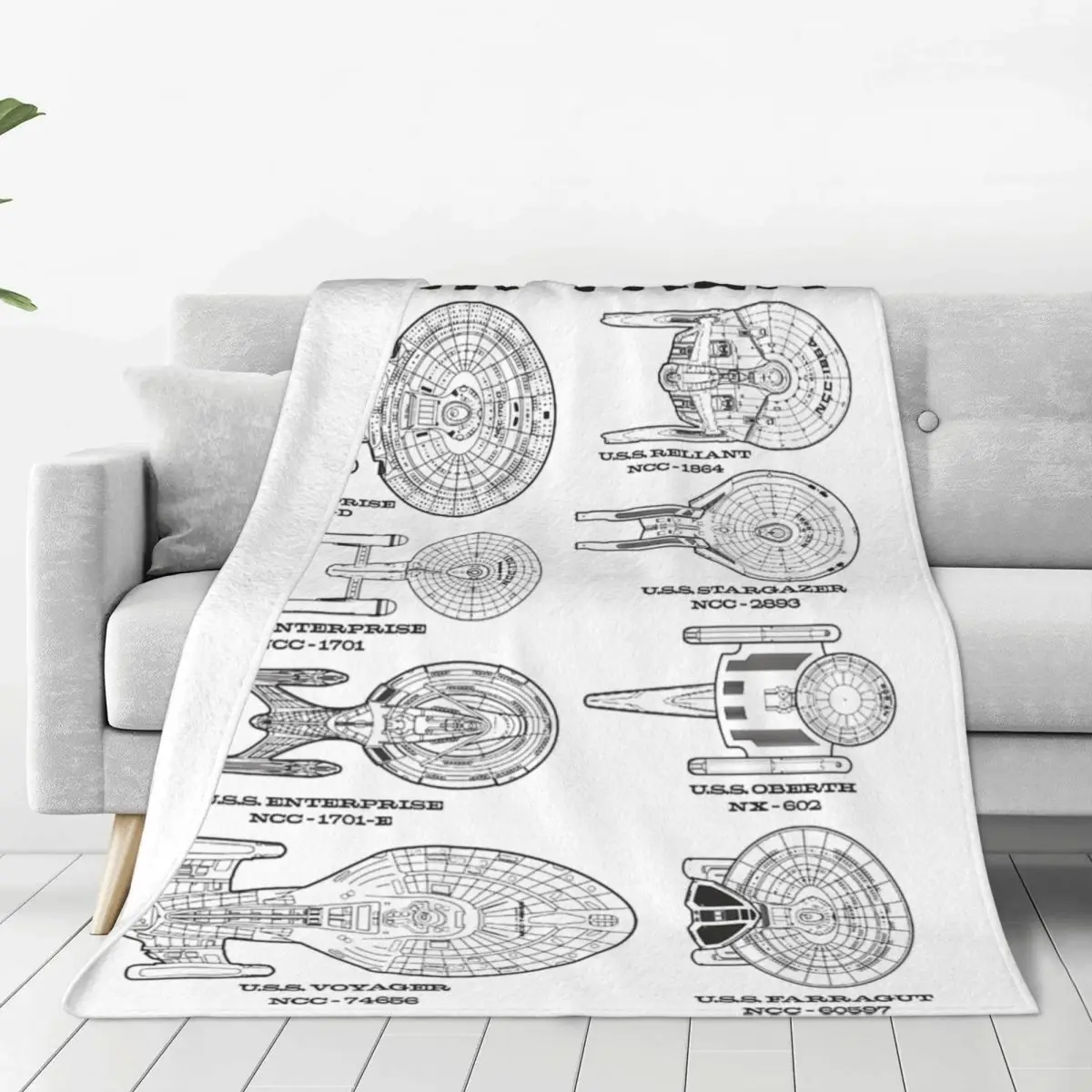 Stars Treks Ships Of The Past Schematics Fleece Throw Blanket Blanket for Home Couch Soft Bedroom Quilt