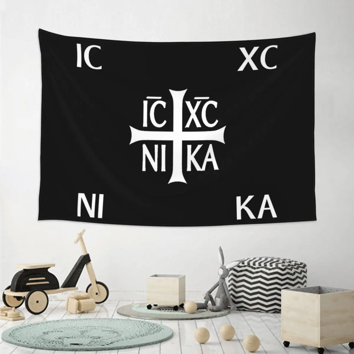 IC XC NIKA Cross Christian Orthodox Jesus Chris Tapestry Hippie Wall Hanging Aesthetic Home Decoration Tapestries for Dorm Room