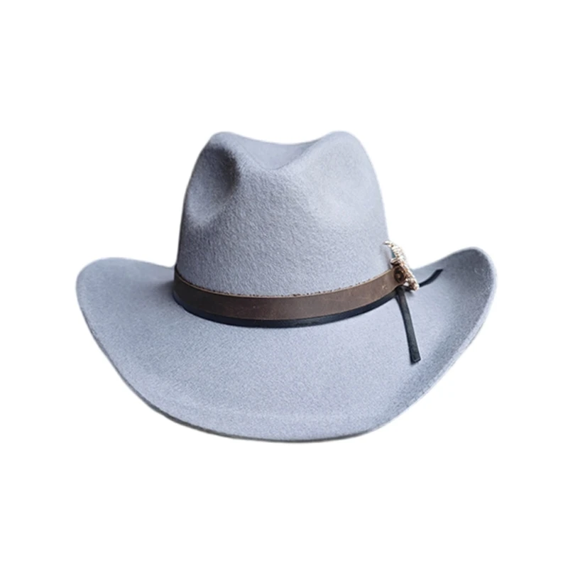 Elegant Leaf Homburg Top Hat Cowboy Costume for Outdoor Gatherings Activity K3KF