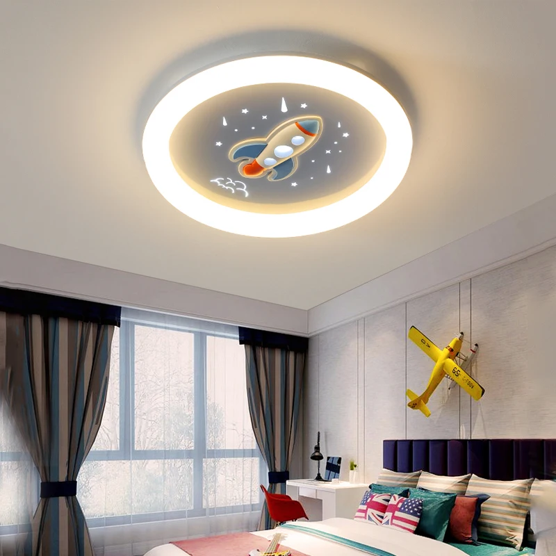 Cartoon Space Rocket Led Ceiling Lights For Boys Baby Kids Room Chandelier Airplane Lamp Children Bedroom Ceiling Light Fixtures