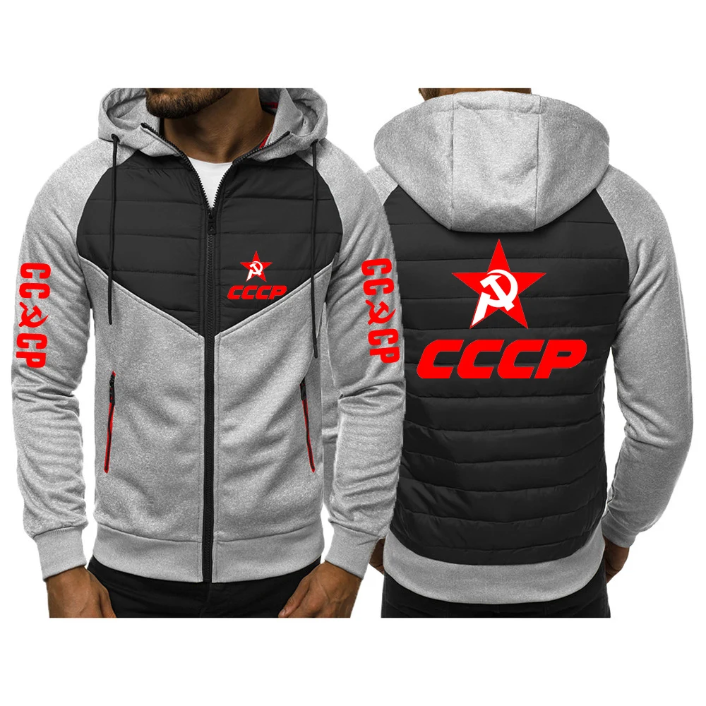 

2025 New Type Fashion Hoodies Spring And Autumn High Quality Jacket Man's CCCP Russian Logo Print Casual Zipper Cotton Coat