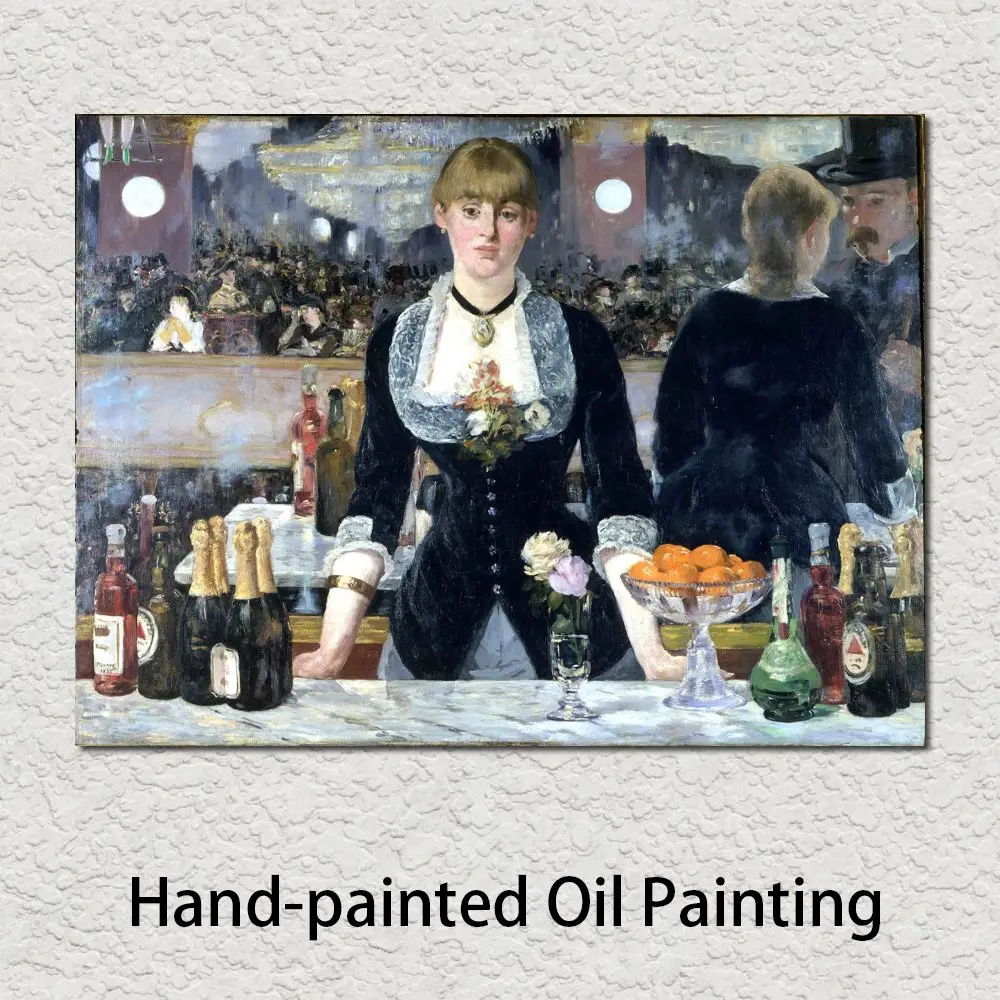 

High Quality Canvas Art Bar at the Folies by Edouard Manet Handmade Impressionist Oil Painting Modern Wall Decor for Living Room